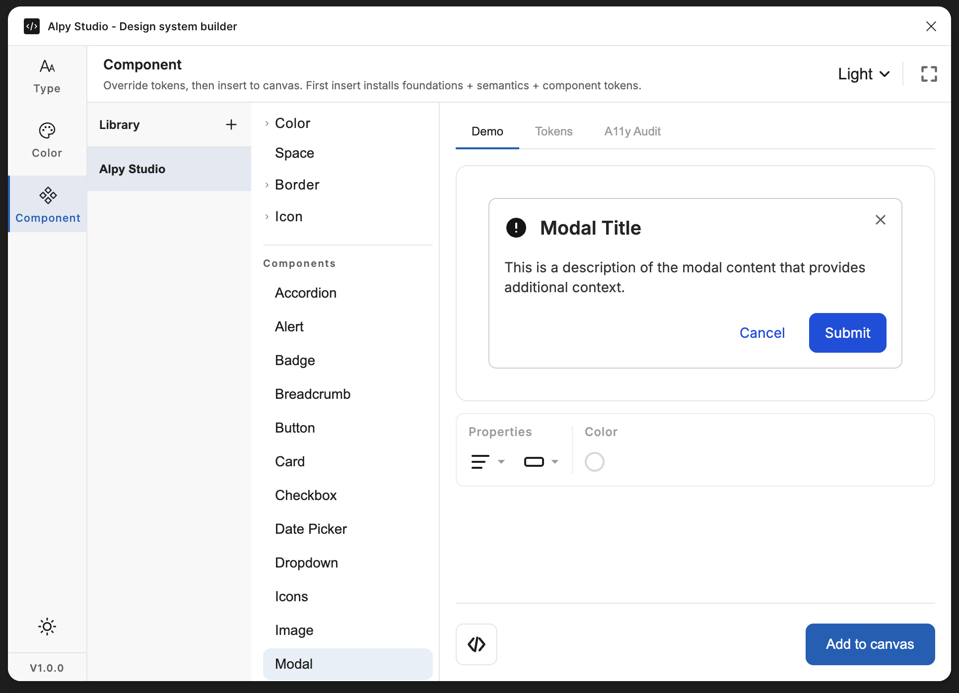 Alpy Studio components