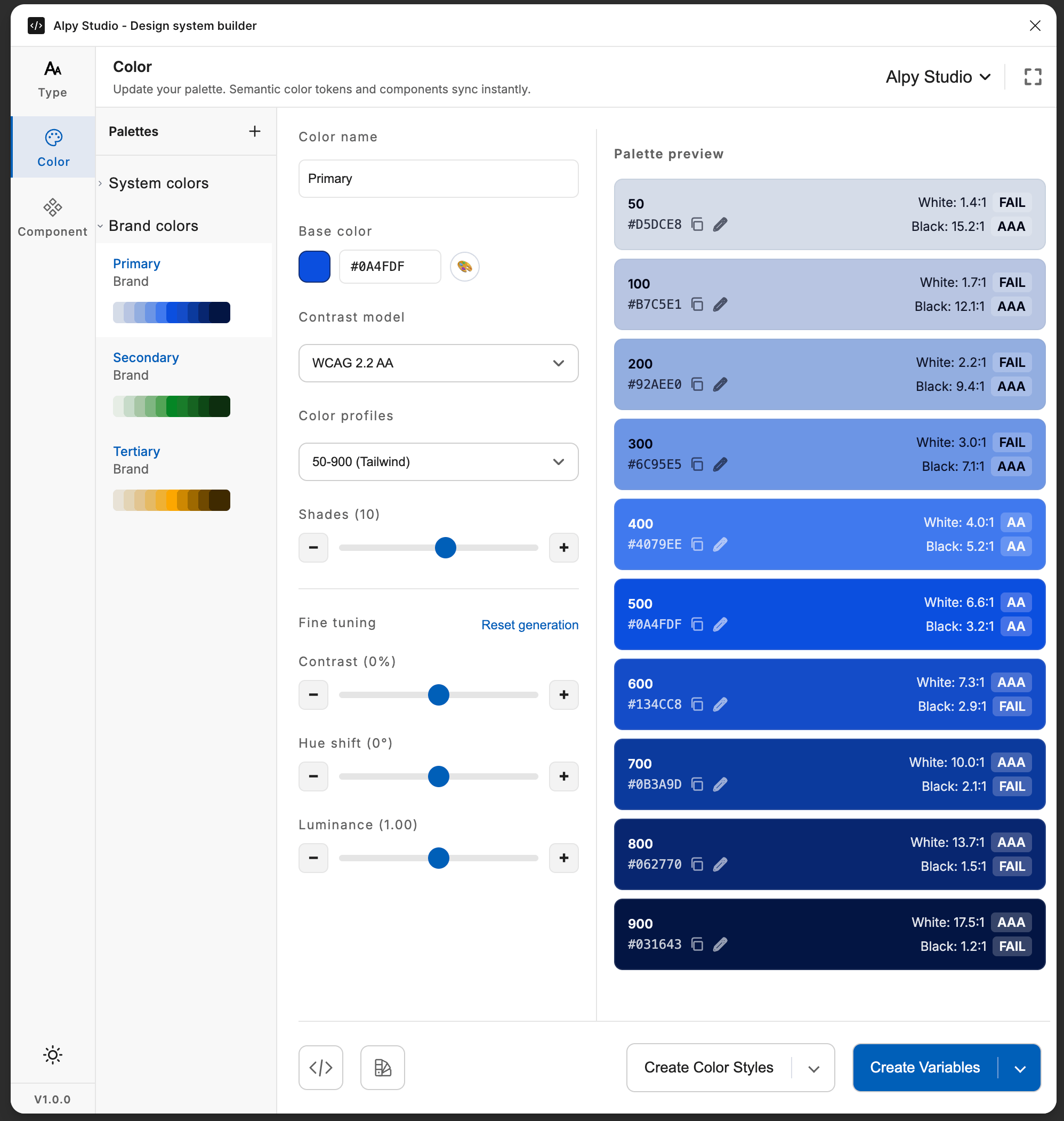 Alpy Studio palette generator