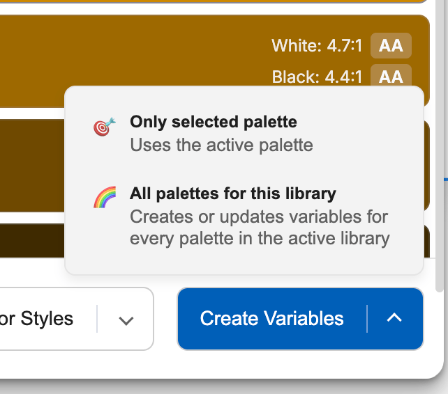 Create variables floating menu