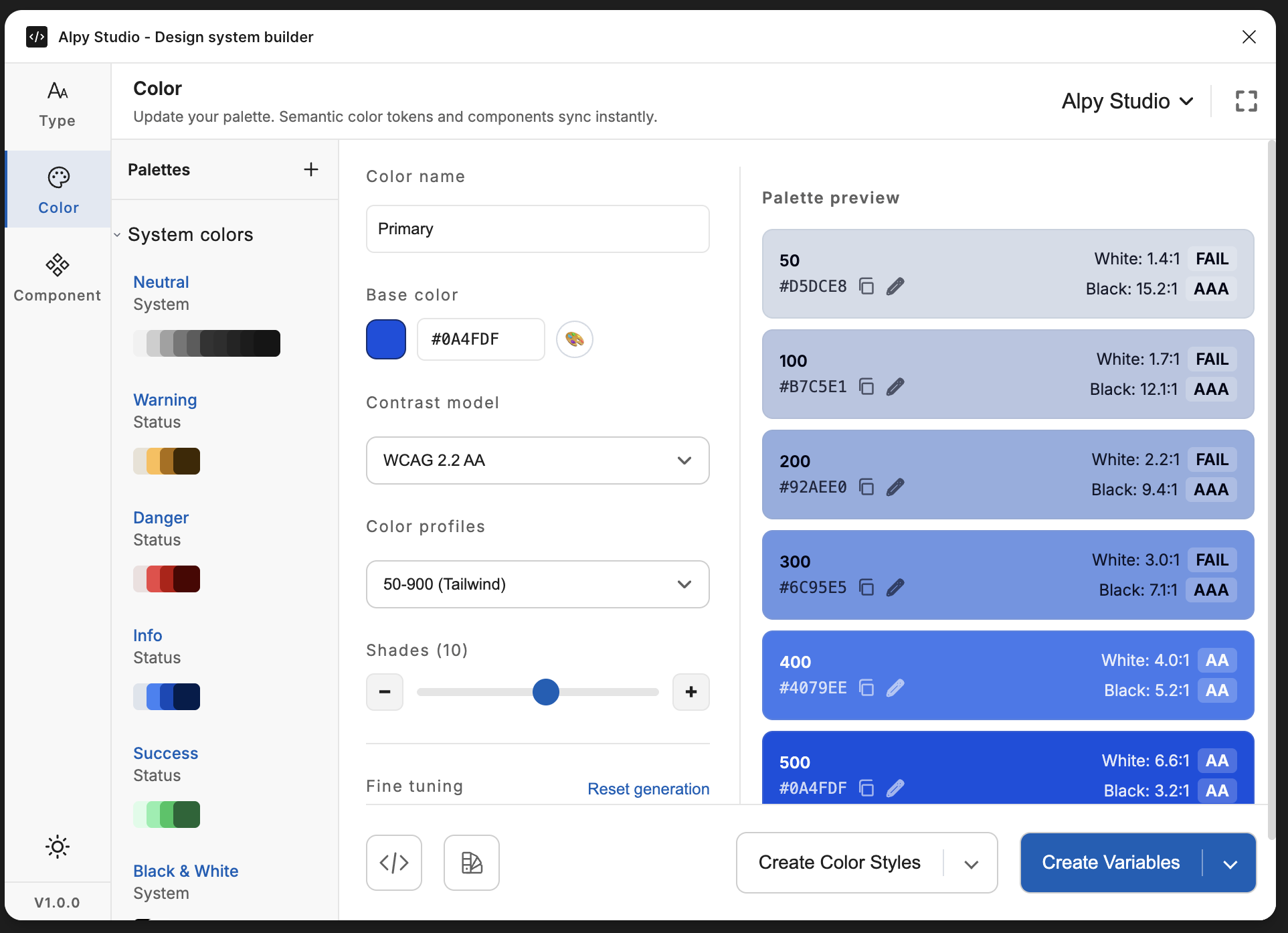 Alpy Studio palette generator