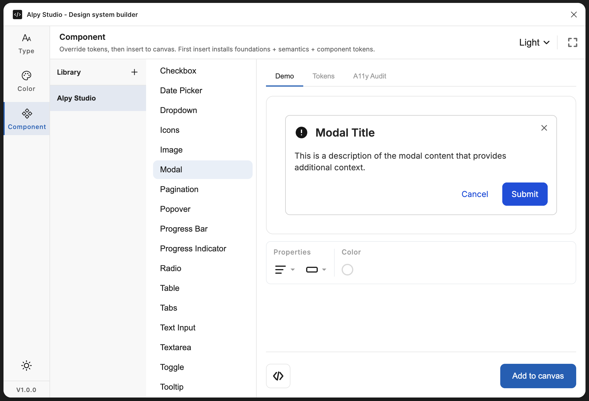 Alpy Studio components